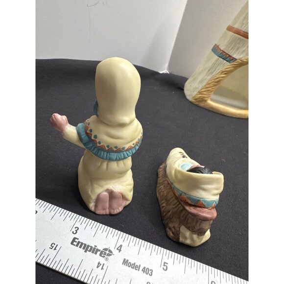 Native American Indian Inspired 13-Piece Porcelain Figurine Set VTG Hand Painted - Picture 8 of 16